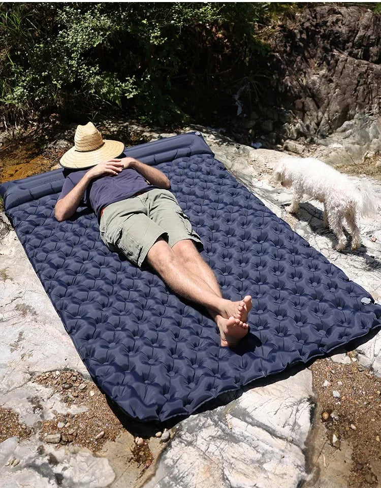 Outdoor Camping Double Inflatable Mattress Extra Wide Sleeping Pad Ultralight Folding Bed Sleeping Mat Car Travel Mat