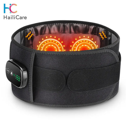 Electric Heating Waist Massage Belt Hot Compress Vibration Brace Red Light Therapy Physiotherapy Lumbar Back Support Massager