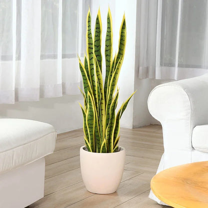 35in Tropical Artificial Tiger Piran Fake Plants Real Touch Sansevieria Leaves Plastic Plants For Home Garden Office Shop Decor