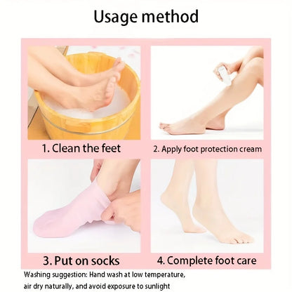 2pcs Silicone Moisturizing Foot Socks For Dry Cracked Feet Foot CareSocks Massage Moisturizing Gel Socks Pedicure Socks Tool - M