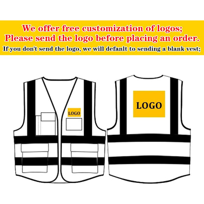 S-5XL Custom LOGO Safety Vest Reflective Vest with Pockets and Zipper High Visibility Construction Vest Workwear