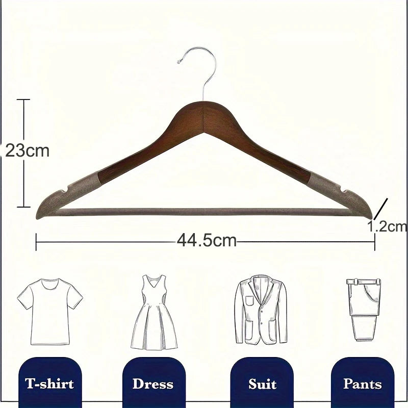 5PCS Wooden Clothes Hanging with Non-slip Flocking High Quality Household Hangers Special Storage Clothes Hanging No Trace