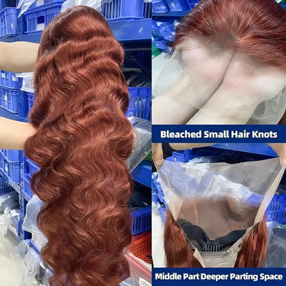 30 32 Inch Brazilian Reddish Brown 13x4 13x6 HD Lace Front Wigs Human Hair Body Wave 250% Colored Lace Frontal Wig For Women