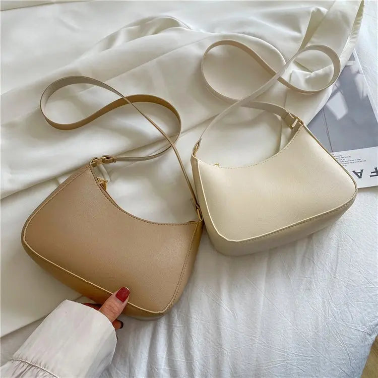 Women's Bag 2022 Trend Handbags Female Handbags Retro Solid Color PU Leather Shoulder Underarm Bag Ladies Shopper Hobos Bag