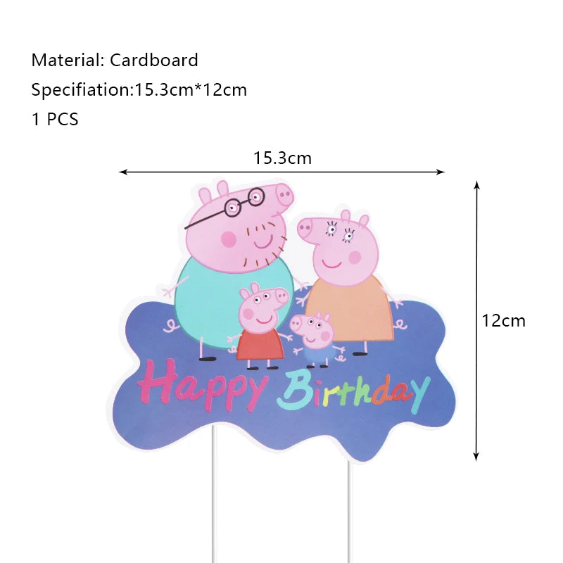 Peppa Pig Birthday Party Decoration Aluminum Foil Balloon For Kid Event Supplies Disposable Tableware Banner Backdrop Gift