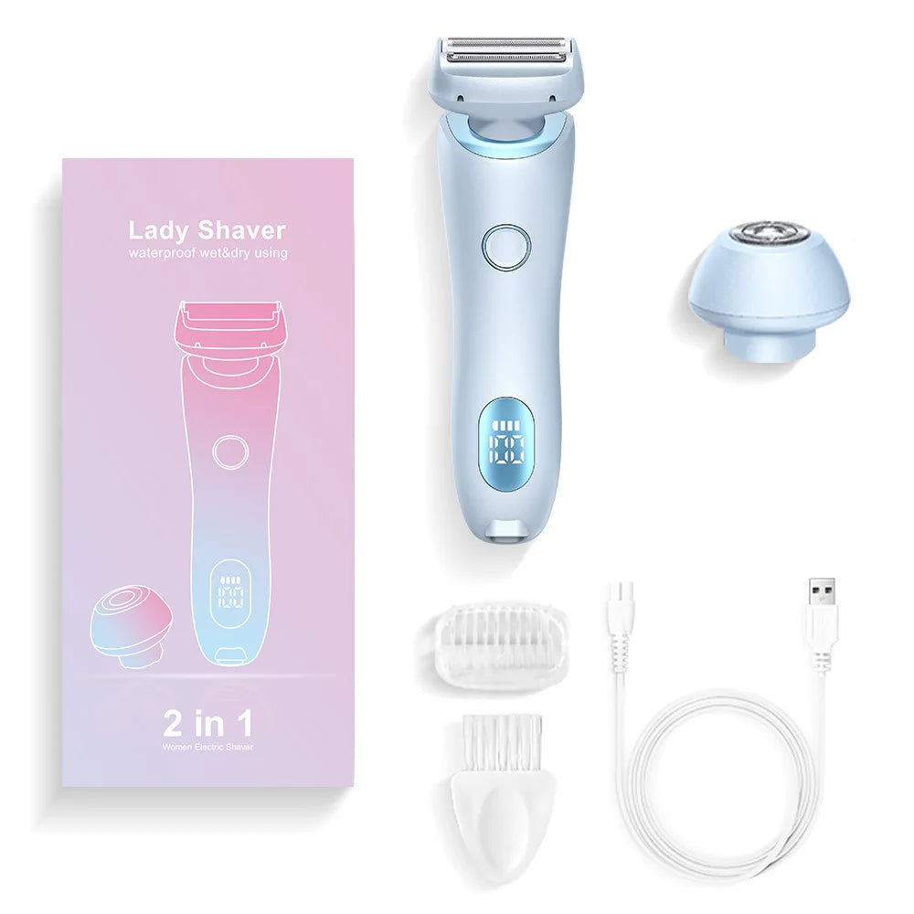 Electric Razors for Women 2 In 1 Bikini Trimmer Face Shavers Hair Removal for Underarms Legs Ladies Body Trimmer IPX7 Waterproof