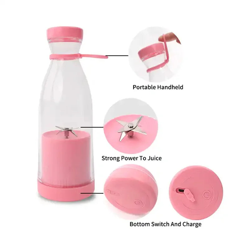 Portable electric juicer Cup Handheld 6-blade USB rechargeable Multifunctional fruit blender 380ml Mini juicer