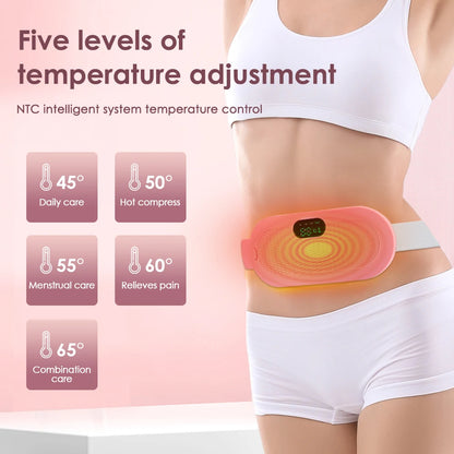 Uterine Warm Belt Multi-functional Hot Compress Vibration Massage Menstrual Pain Relieve Abdomen and Waist USB Charging