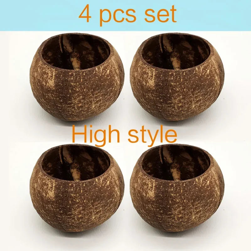 Trend Natural Coconut Bowl Set Spoon Fruit Salad Noodle Rice Bowl Wooden Creative Coconut Shell Smoothie Bowl Tableware Kitchen