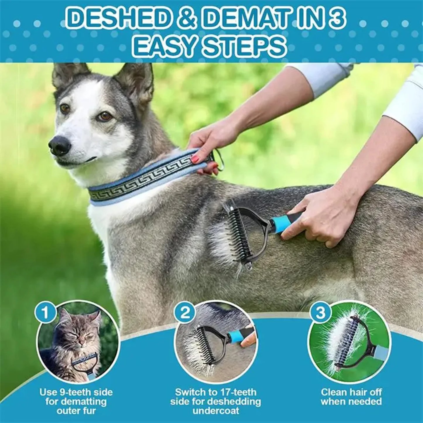 Pet Dog Hair Remover Dog Brush Stainless Steel Cat Comb Grooming and Care Hair Brush  Long Hair Curly Pets Dogs Accessories Cats