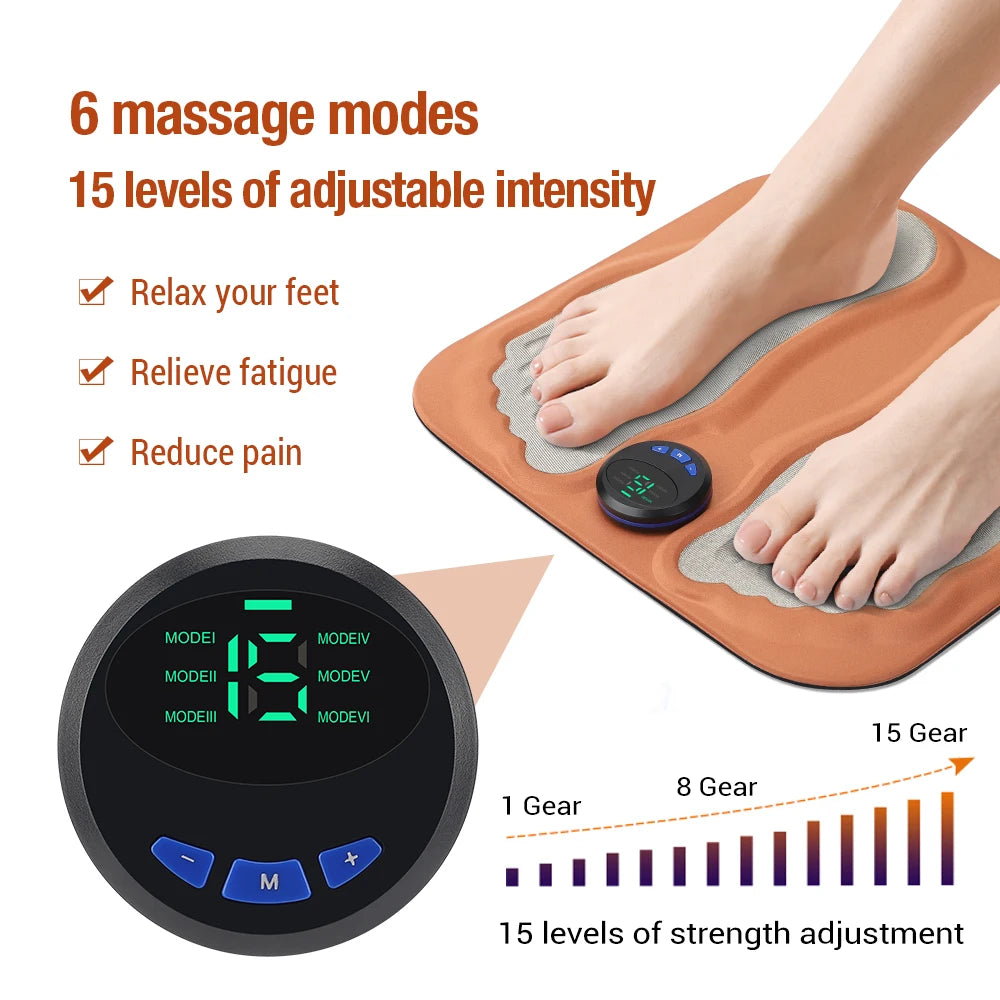 Smart EMS Foot Massager Pad Electric Shaking Hammering Body Muscle Relaxing Massage Machine Remove Edema Leg Shaping