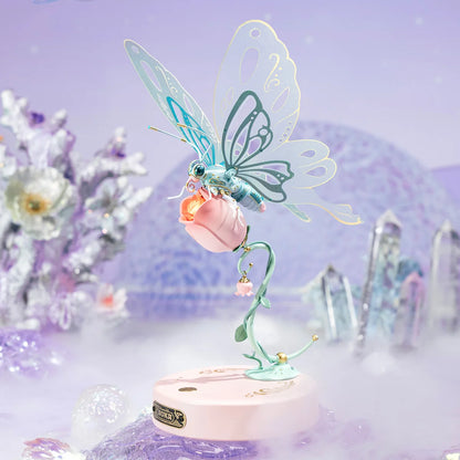 Robotime ROKR Butterfly DIY Mechanical 3D Puzzle Toys for Gifts Bionic Butterfly Wings Golden Lighting Rose Exquisite Texture