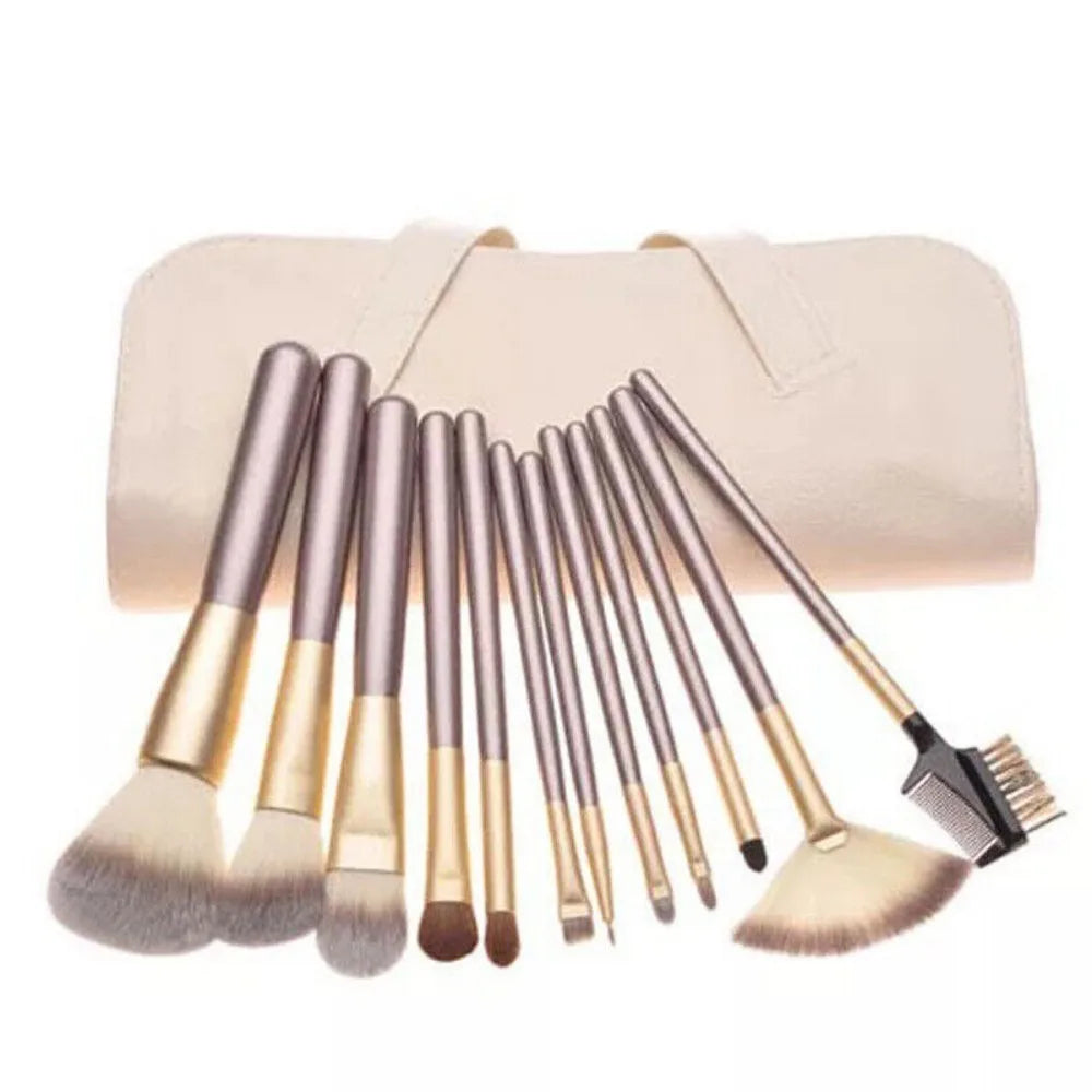 Professional Wooden Make Up Brushes Sets With Leather Storage Pouch Set of 12-24