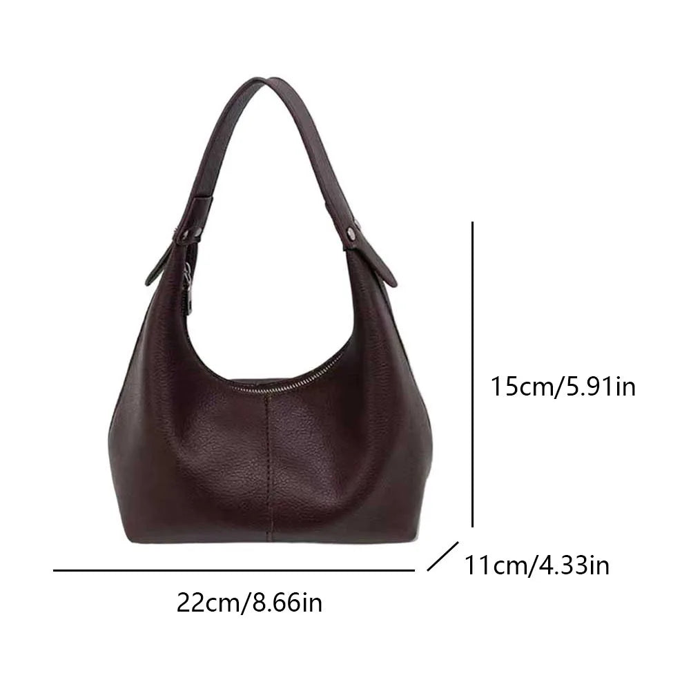 Women's Shoulder Bag 2024 Fashion Retro PU Vegan Leather Chic Small Tote Handbag Purses Luxury Design Ladies Shoulder Hand Bag