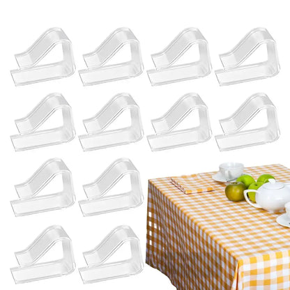 12pcs Transparent Tablecloth Clips Windproof Table Cover Clamps Table Cloth Clips for Outdoor Parties Weddings