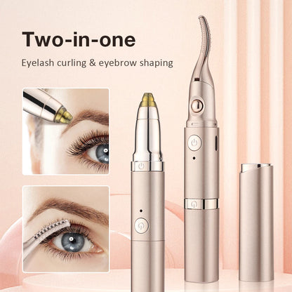 Electric Eyelash Curler Eyebrow Trimmer 2 in 1 Multifunctional Heated Eye Lashes Long Lasting Naturally Curled Tools Make Up