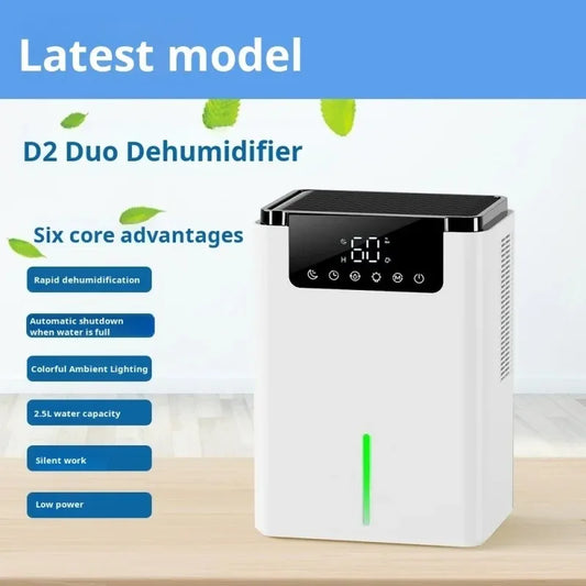 40W Air Dehumidifier Mute Moisture Absorbers Machine Air Dryer 2200ml Water Tank with LED Display and Touch Control Single Core