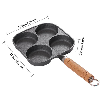 5 Round Holes Egg Frying Pan Cast Iron Cookware Pancake Pan Creative Breakfast Grill Cooking Pot for Gas Stove Induction Cooker