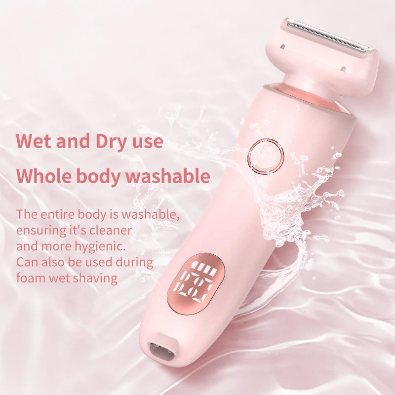 2 In 1 Electric Shaver for Women Lady Razor Hair Removal Waterproof Wet or Dry for Underarm Bikini Leg Portable Painless Trimmer