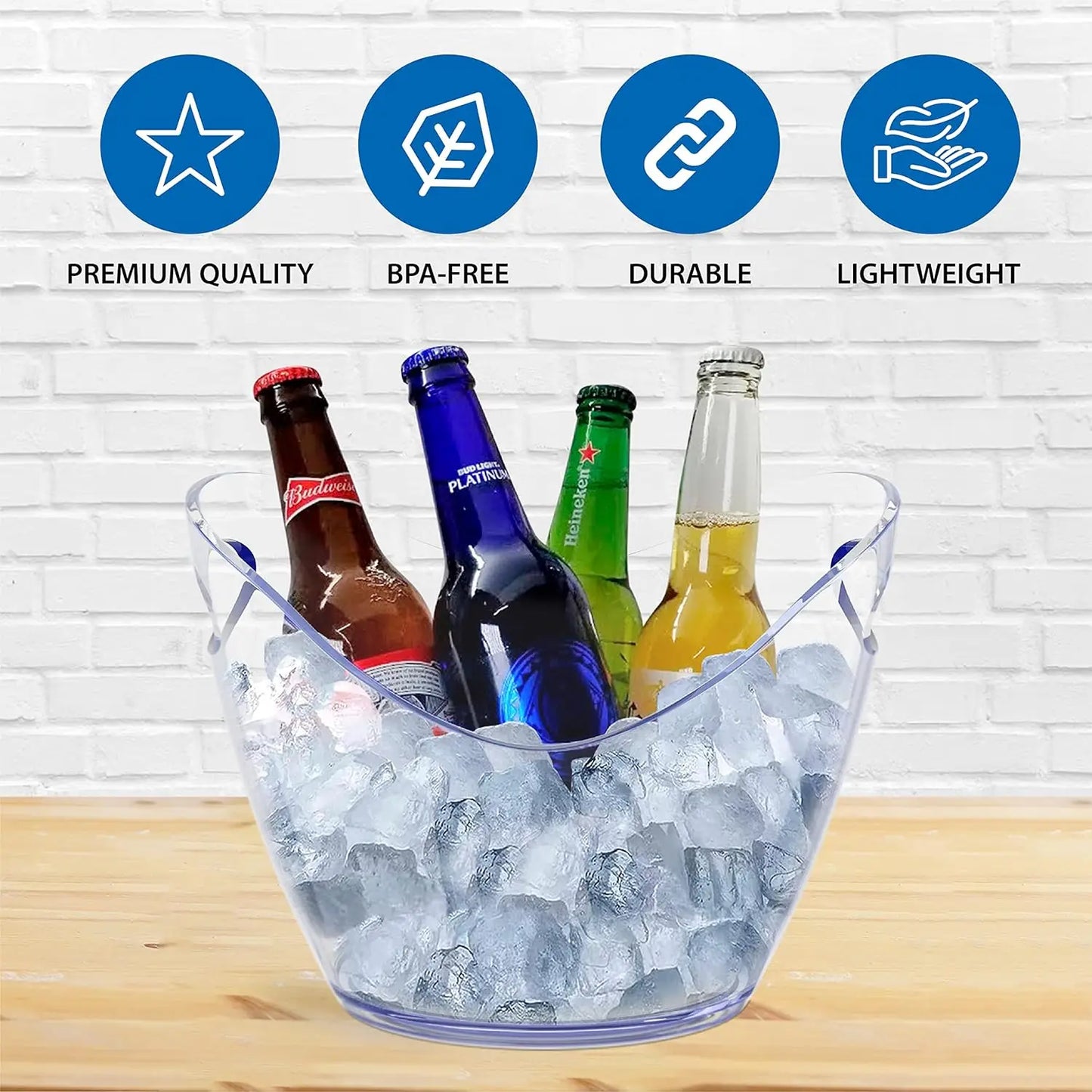 1PC Ice Buckets and 1PC Scoop  for Parties Clear Acrylic Ice Bucket 4 Liter Good for 2 Champgne or 4 Beer Bottles Free Shipping