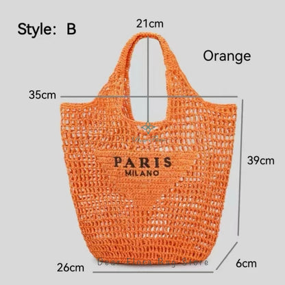 Women Summer Beach Vacation Fashion Straw Knitting Shoulder Bag Hollow Out Handwoven Handbag Portable Large Capacity Casual Tote