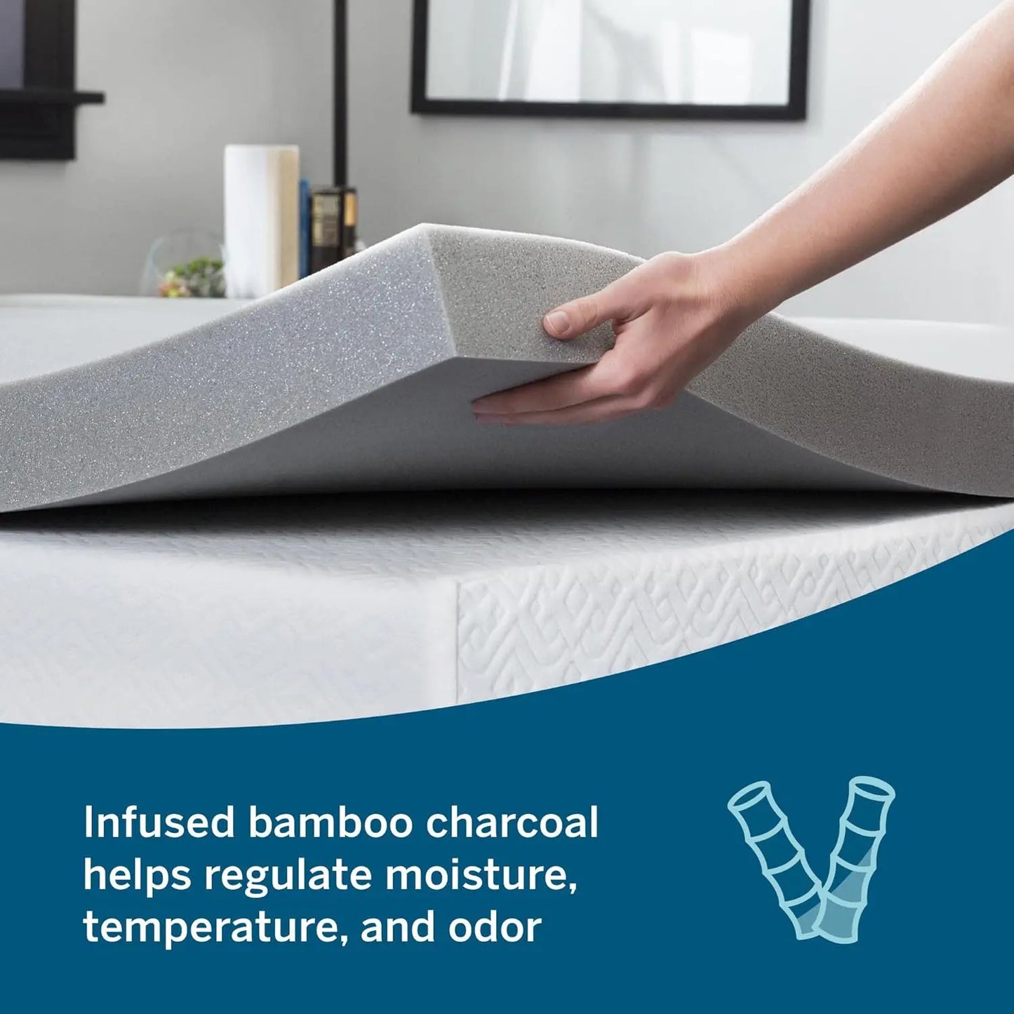 5 cm Bamboo Charcoal Memory Foam Mattress Topper - Activated Charcoal - Breathable Mattress Topper, Multiple sizes mattress