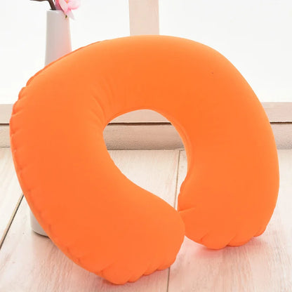 1pc Inflatable C-shaped Pillow Travel Neck Pillow Portable Round Pillow Cushion