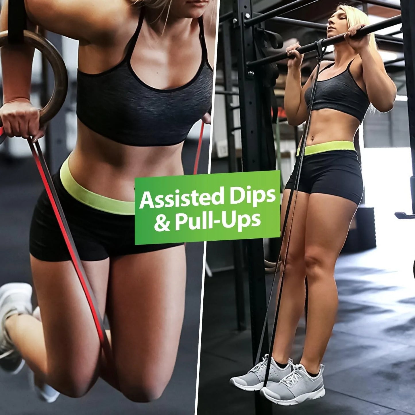 Pull Up Assist Band - Stretch Resistance Band - Mobility Band - Powerlifting Bands - Extra Durable Pull-Up 5 Band Set