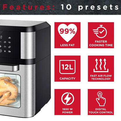 12L Air Fryer Digital Kitchen Oven Oil Free Low Fat Healthy Frying Cooker