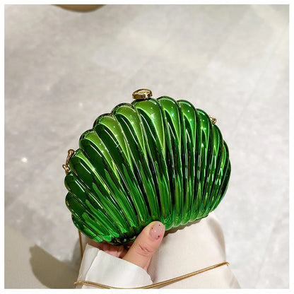 2024 Women Silver Gold Shell Bag Cute Acrylic Evening Clutch Bag With Strap For Wedding Party Small Purses Designer Handbags