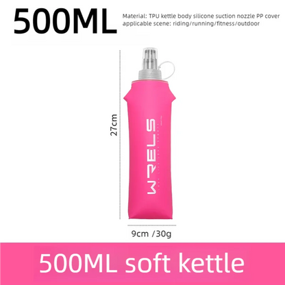 WRELS Soft Folding Water Bottle Collapsible Silicone Outdoor Sport Traveling Camp Hiking Cycling Running TPU Portable Water Bag