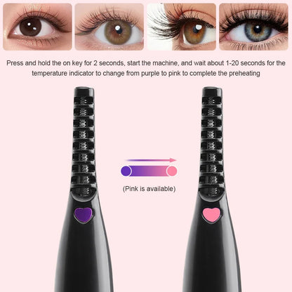 Electric Eyelash Curler Fast Heating Eyelash Curler Long Lasting Natural Eyelash Comb Professional Portable Heated Curling Brush