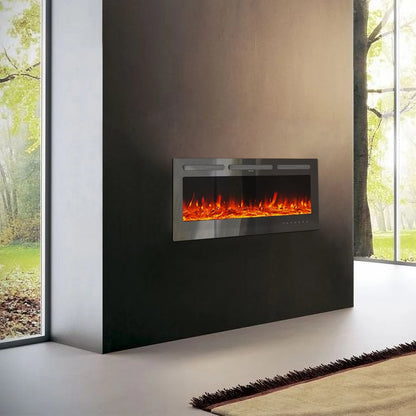 KOMORE Recessed/Wall Mounted Electric Fireplace Adjustable Flame with Remote 102cm 1800W  Flame Effect Overheat Protection