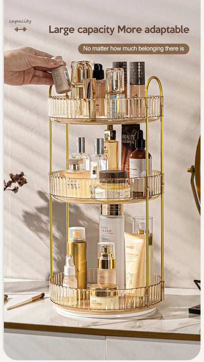 360 Rotating Makeup Organizer for Vanity Bathroom Countertop Organizer Perfume Organizer Skincare Dresser Holder Rack 3 Layers