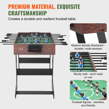 VEVOR 42 inch Folding Foosball Table Standard Size Foosball Table, Indoor Full Size Foosball Table for Home Family and Game