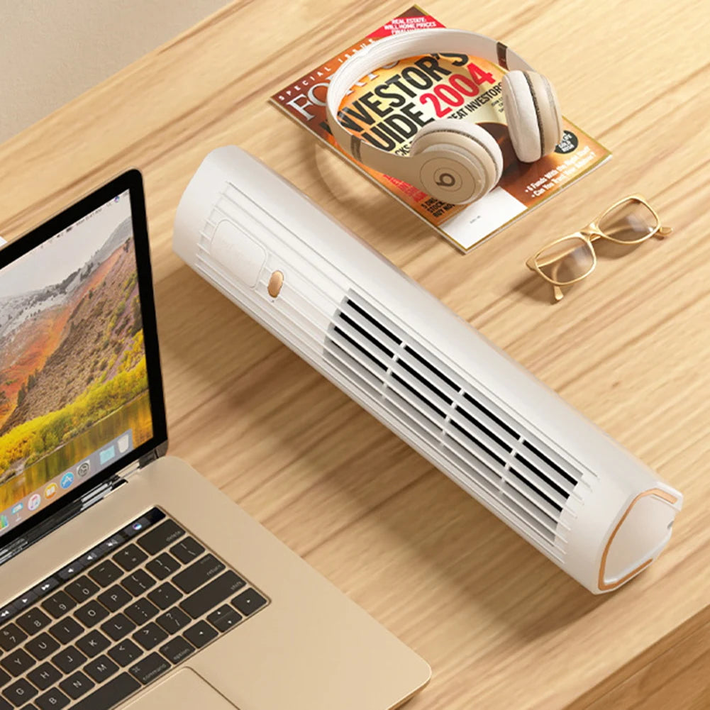 Bladeless Tower Fan USB Rechargeable 1200mAh Portable Desk Fan Electric Table Fan Mini Vertical Air Conditioner for Home Kitchen