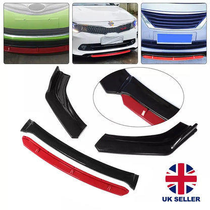 Universal Gloss Black Car Front Bumper Protector Lip Body Spoiler Splitter Kit