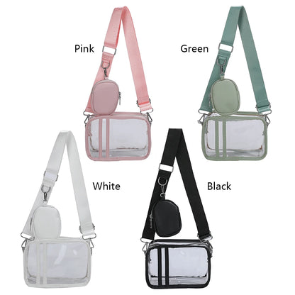 Transparent PVC Ladies Handbags Stadium Approved Small Clear Phone Bag Fashion Casual Waterproof Adjustable Strap with Small Bag