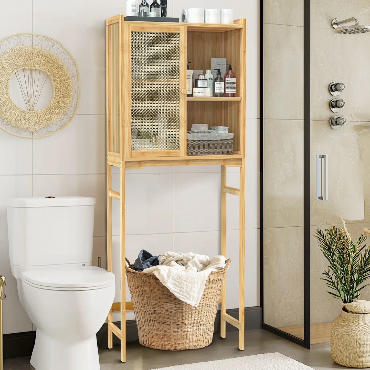 Over The Toilet Shelf Freestanding Bathroom Storage Organizer Rack with Open Shelves Space-saver Storage Shelf Cabinet for Home