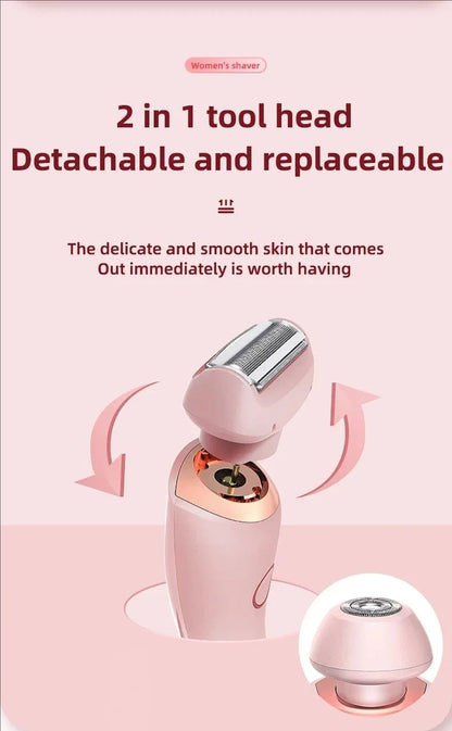 2-in-1 painless home hair removal device for women, hair trimming and shaving electric depilator for pubic hair, armpit hair,