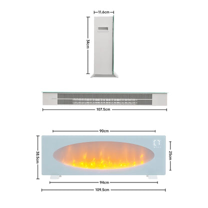 KOMORE 42-inch Freestanding Electric Fireplace with Remote and WiFi function, 7 Colors, 1000W&2000W