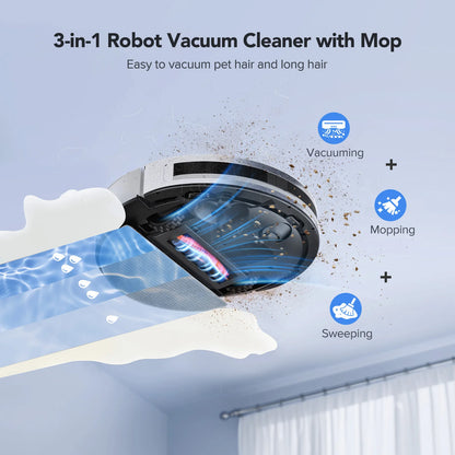 5500Pa Robot Vacuum and Mop, 3 in 1 Robotic Vacuum Cleaner, Lubluelu L20 Smart Mapping, 30 No-go Zones, WiFi/App/Alexa