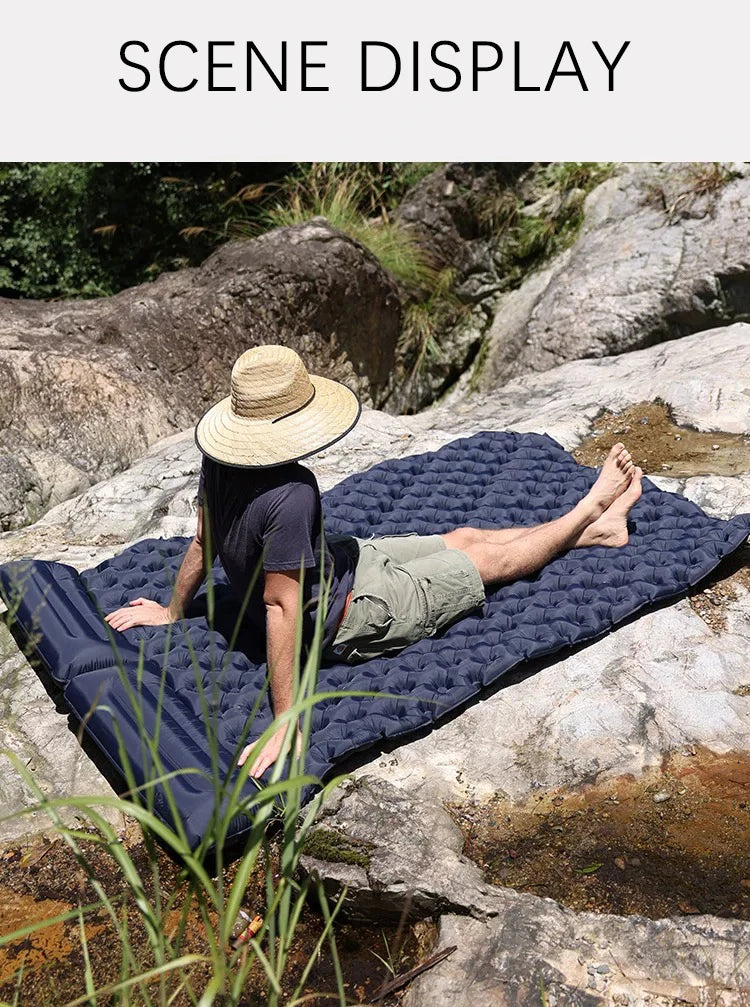 Outdoor Camping Double Inflatable Mattress Extra Wide Sleeping Pad Ultralight Folding Bed Sleeping Mat Car Travel Mat