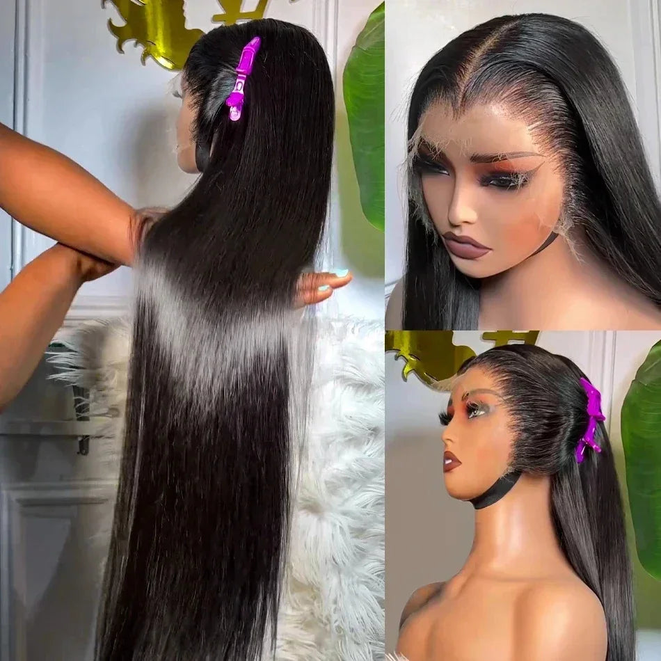 30 32Inch 180 Density Straight 13x4 Lace Front Wigs Human Hair 13x6 Transparent Lace Frontal Wigs Human Hair Pre Plucked Wigs