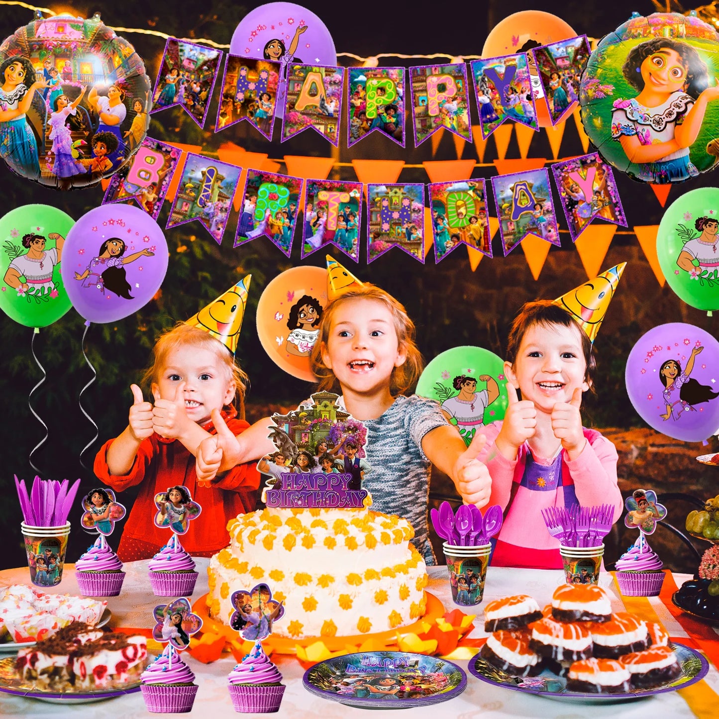 Encanto Birthday Party Supplies,114pcs MaHouse Birthday Party Supplies Set-Banner Backdrop Tablecloth Plates Cups Napkins etc