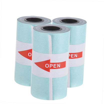 3 Rolls P1/P2 Printable Sticker Paper Roll Direct Thermal Paper w/ Self-adhesive 57*30mm for PeriPage A6 Pocket Thermal Printer