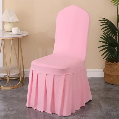 5/10/50/100pcs Pleated skirt Spandex Chair Cover Hotel Banquet Party Events Wedding Decoration Dining Room Seat Protector Covers