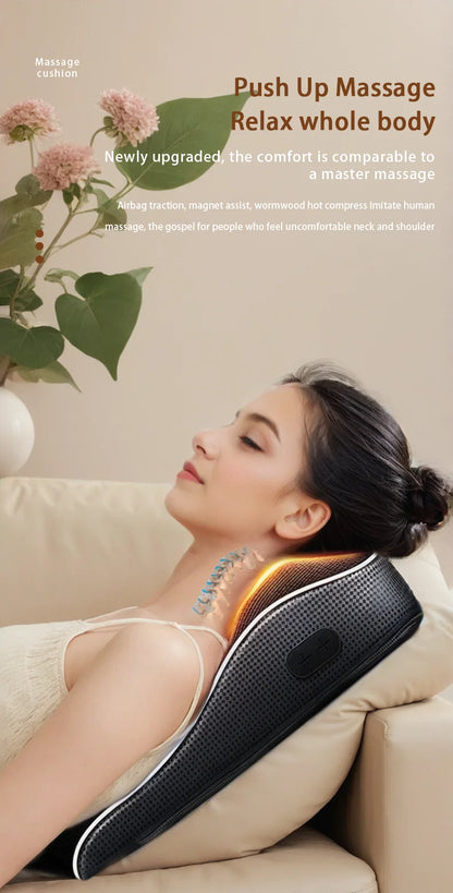 Manufacturer Direct Electric Shiatsu Head Neck Cervical Ttraction Body Massager Car Back Pillow with Heating Vibrating Massage D