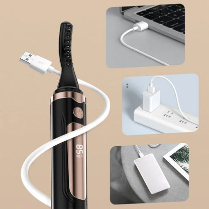 Electric Heated Eyelash Curler Portable Eyelash Curling Device Quick Heating Natural Eyelash Curler Long Lasting Make up Tool