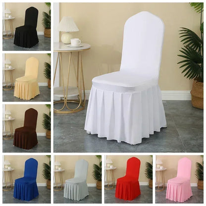 5/10/50/100pcs Pleated skirt Spandex Chair Cover Hotel Banquet Party Events Wedding Decoration Dining Room Seat Protector Covers